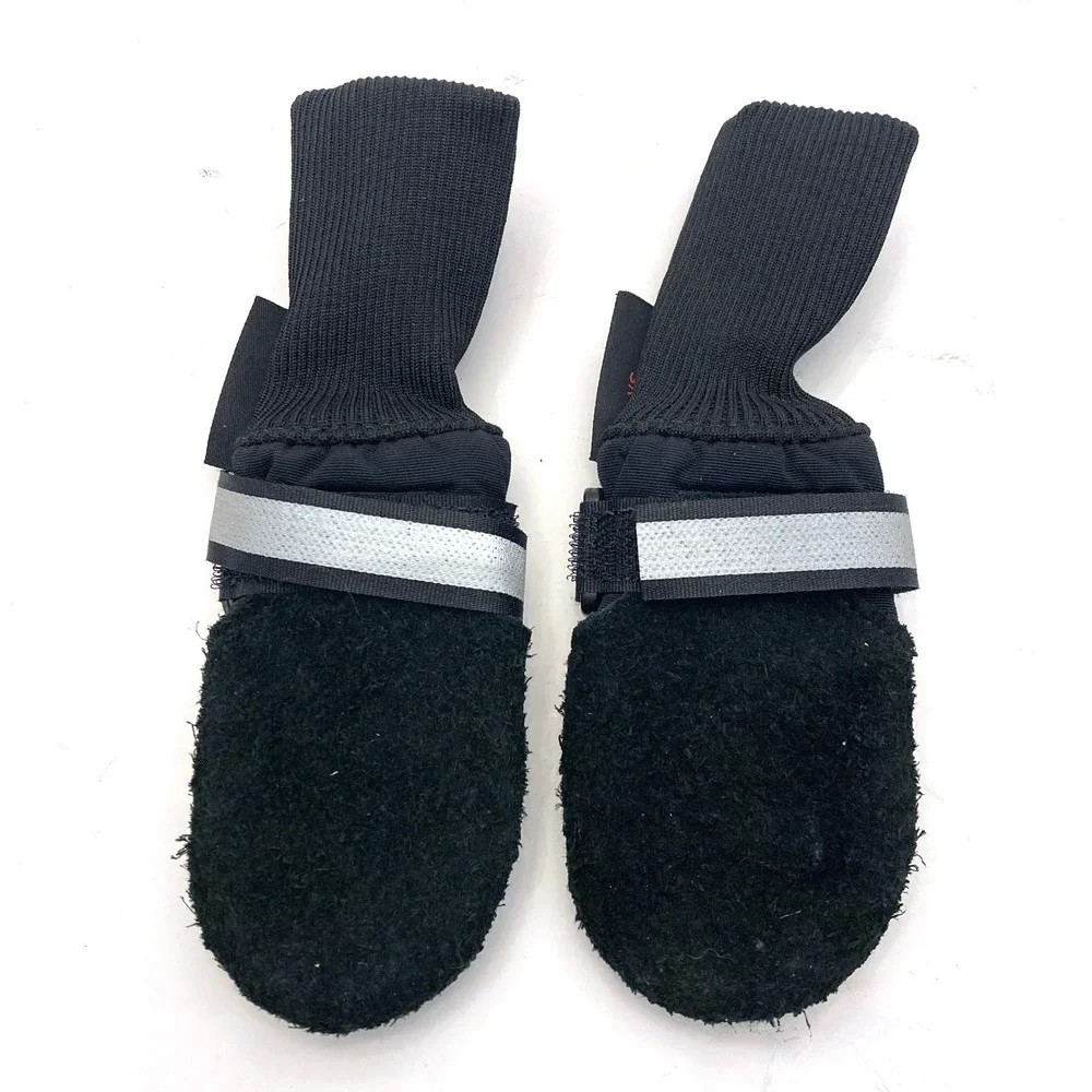 Muttluks Dog Boots Black Suede Bottom Fleece Lined Hook Loop Close XS